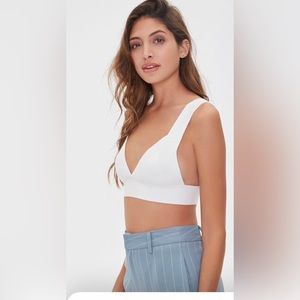 Beige and turquoise bralette like top forever 21